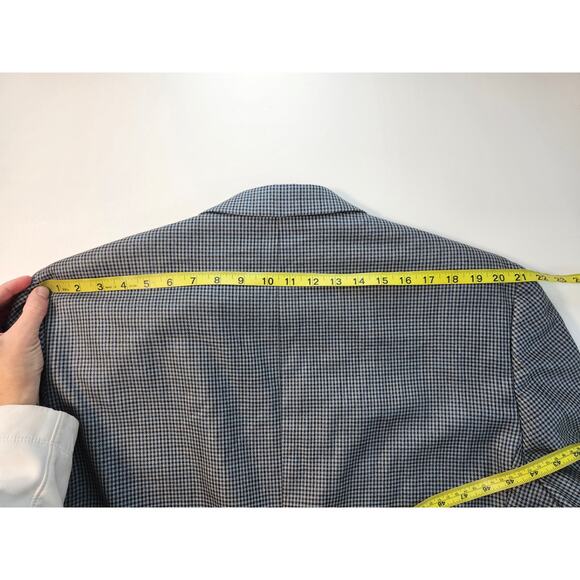 Ralph lauren blue navy houndstooth vintage silk wool blend 48 R blazer 2 button - Picture 6 of 9